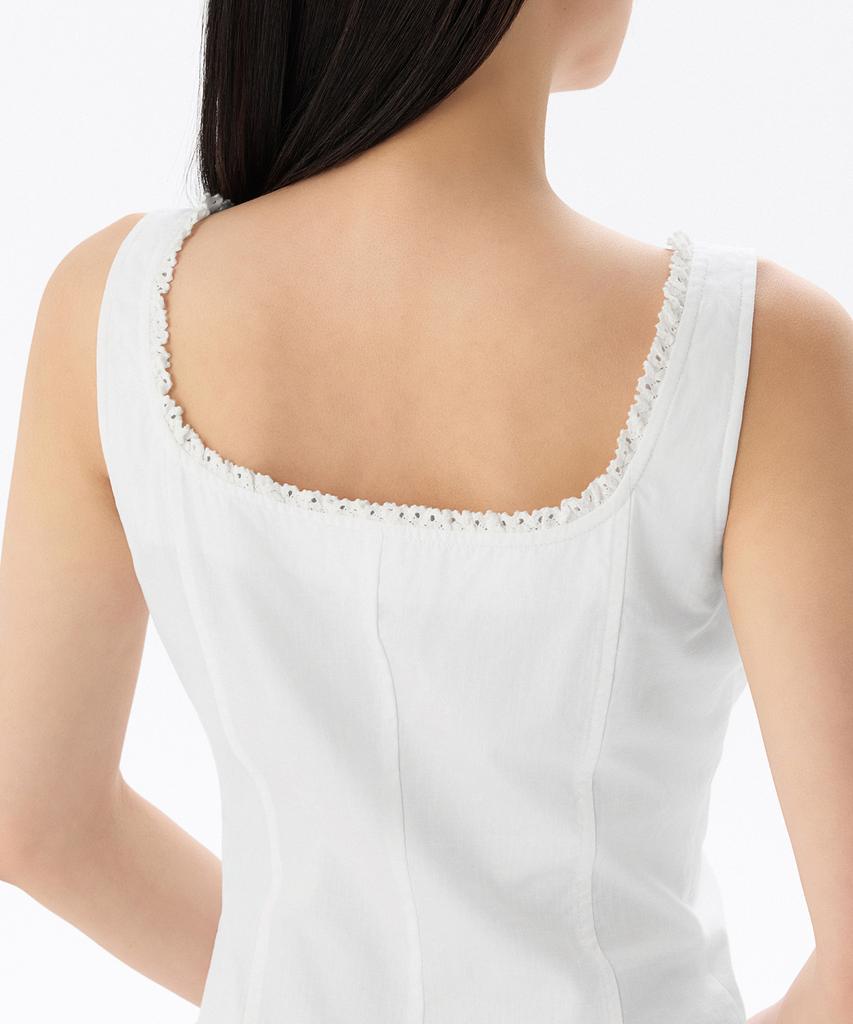 MUSINSA STANDARD WOMAN Women'S Lace Trim Button Sleeveless Top [White]