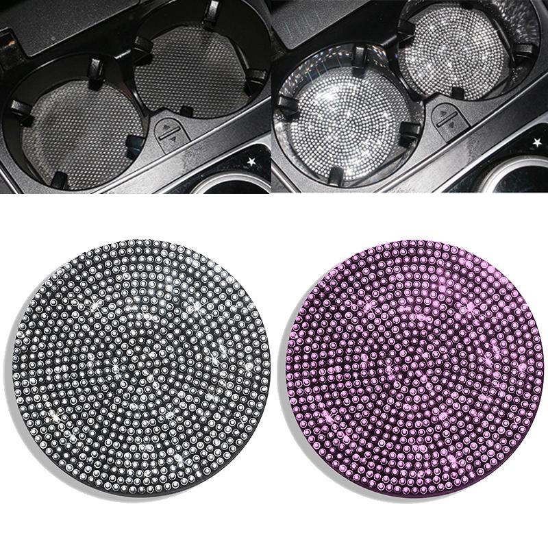 1/2 Stück Glitzernder Diamant Auto Untersetzer Wasserbecher Schlitz Rutschfeste Matte Silikonpad Becherhalter Matte Auto Gadget Bling Autozubehör 6 Farben