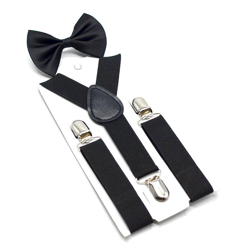 Unisex Kids' Y-Shape Suspenders & Bow Tie Set – 3-Clip Design for Boys & Girls