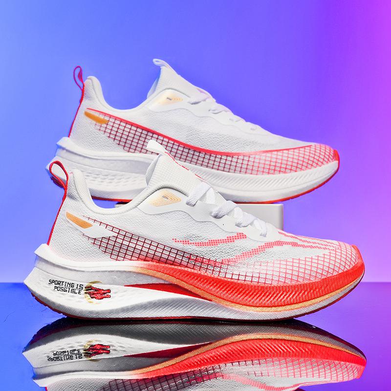 Pantofi sport de modă pentru bărbați și femei, pantofi de alergare casual, suprafață din plasă respirabilă, suport cu placă de carbon, talpă exterioară din cauciuc rezistentă la uzură