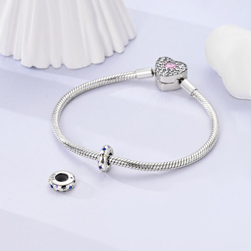 925 Silver Little Van Gogh Starry Sky Charms Bead CZ Zircon Shining Star Dangle Fit Bracelet DIY Women Jewelry