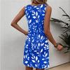 Women's Casual Sleeveless Dress Floral Print Round Neck Summer Beach Dress Lightweight Comfortable Fabric Easy Fit