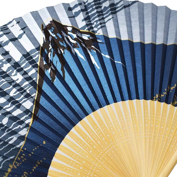 Ventaglio dipinto Kimono con raffigurante Monte Fuji blu [Elegante Iroha] Fragranza di alta qualità, design, blu.
