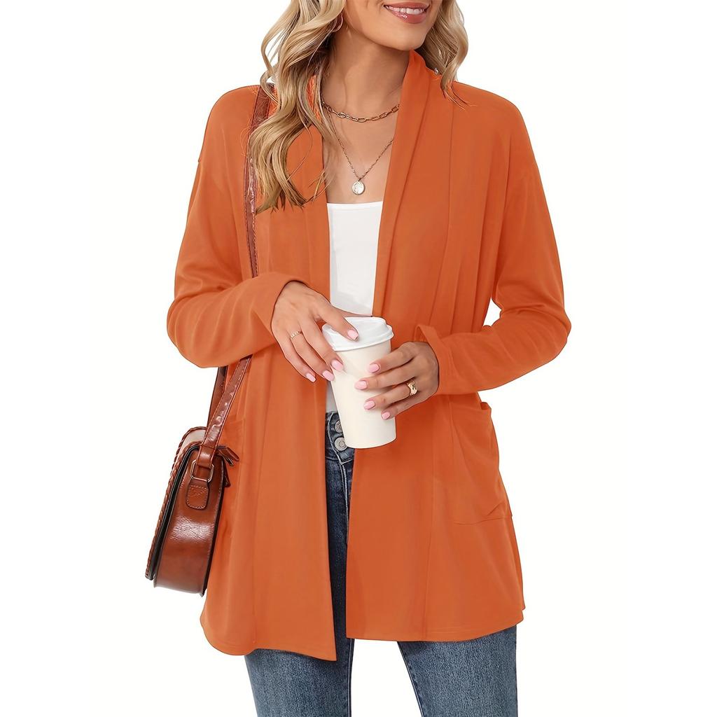 Women's Lightweight Cardigan Sweaters Open Front Long Sleeve Casual Loose Thin Cardigans With Pockets