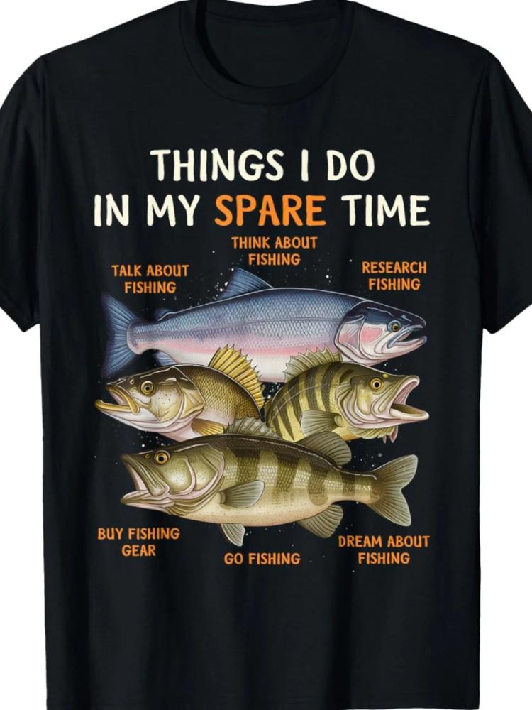 

Men s Funny Fishing Graphic T-Shirt - THINGS I DO IN MY SPARE TIME Design, 4XL