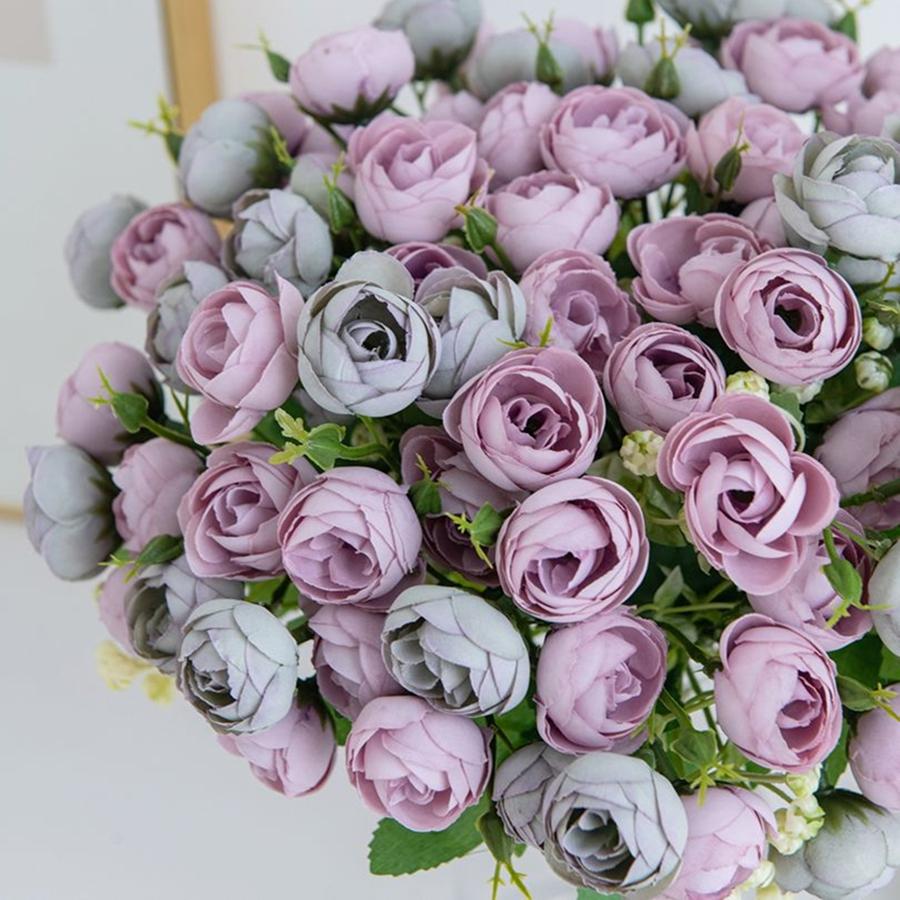 Artificial Flowers Cheap Silk Tea Buds Roses Wedding Garden Bridal Bouquets Festival Table Decor Vases Home Room Yard Fake Peony