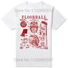 Floorball Player Stick Goalie Sport Vintage Patent Print T Shirts Summer Graphic Cotton Streetwear Short Sleeve Gifts Tshirt