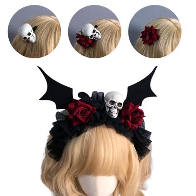 Skull Rose Headband Veil Headbands LolitaStyle Costume Headwear Party Props Hair Decoration Crown Hair Hoop
