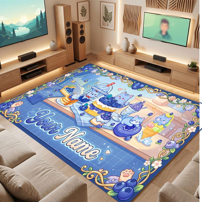 Fantasy Magic Theme Crystal Velvet Floor Rug Personalized Custom Name Text Warm Carpet Home Decoration