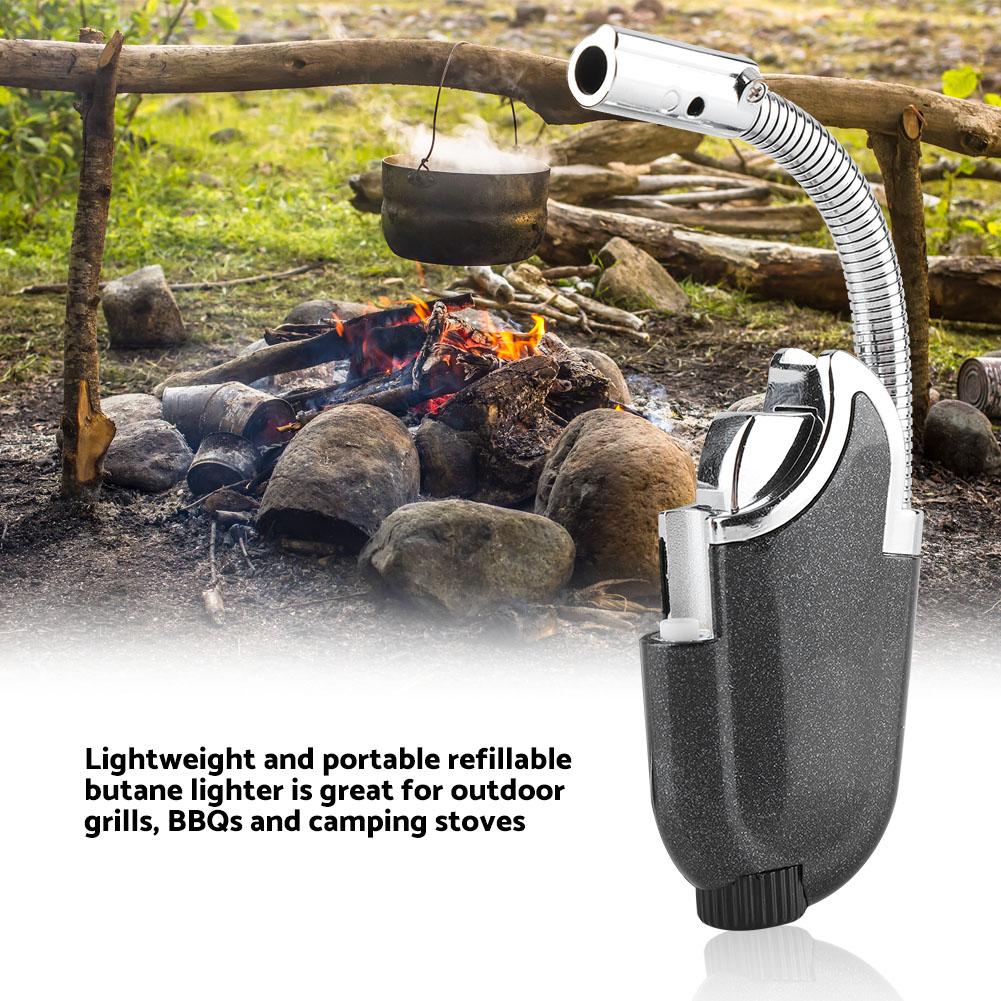 Outdoor BBQ Camping Flexible Neck Refillable Butane Flame Lighter Ignition Tool (#1)