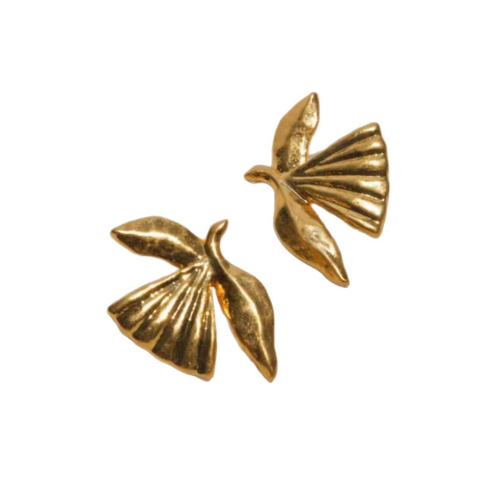 Gold Peace Dove Bird Stud Earrings with 925 Silver Needle – Retro, Versatile & Luxurious Design for Women