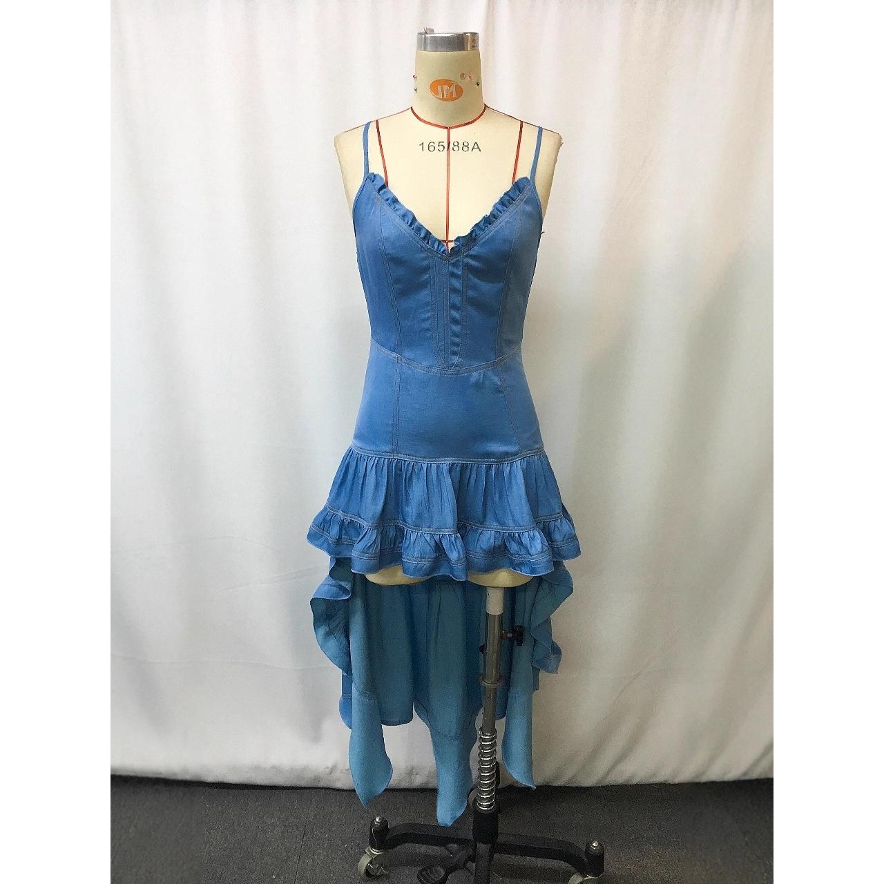 

Женское джинсовое ретро-платье в западном стиле, миди, расклешенное, с юбкой-воланом - Винтажный ковбойский стиль, осенняя мода XXXL синий