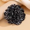 Black Leopard Print Duckbill Clip with Fabric Flower Brooch - Bold European and American Winter Fashion