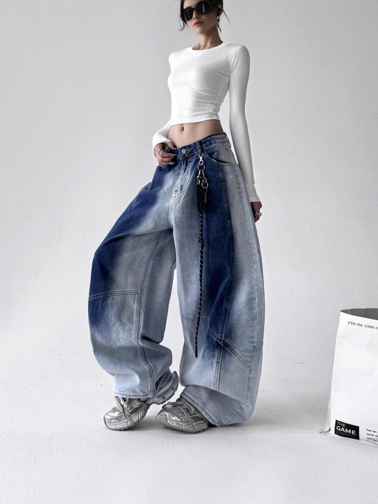 Summer Trendy Retro Gradient Loose Casual Denim Pants