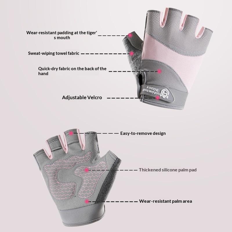 1Pair Gym Gloves Fitness Weight Lifting Body Building Training Sports Gloves Workout Half Finger Hand Protector For Men Women