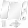 Rechargeable Travel Makeup Mirror with 48 LED Lights, Tri-fold Design and Touch Control 2025