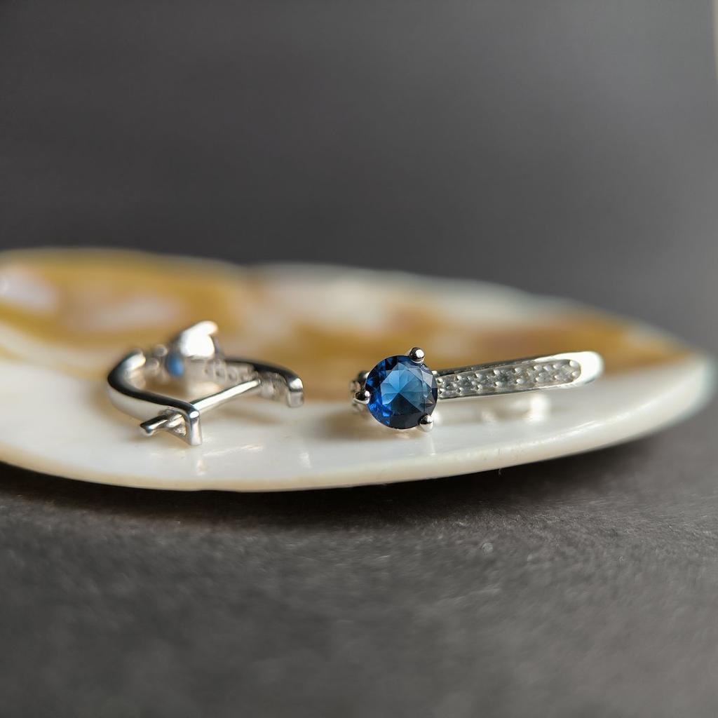 Silver Earrings with Nano Sapphire 2.917ct (2189060)