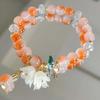 Korean Colorful Lily Valley Flower Bracelets for Women Fashion Sweet Crystal Bead Elastic Bracelet Wedding Birthday Jewelry