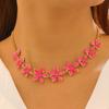 Aesthetic Texture Enamel Flower Shaped Necklaces for Women Fashion Elegant Vacation Style Drop Oil Petal Bracelet Jewelry Gift