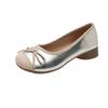 French Splicing Bow Shallow Mouth Gentle with Skirt Single Shoes 2025 New Spring and Autumn Beanie Shoes Fashion Shoes