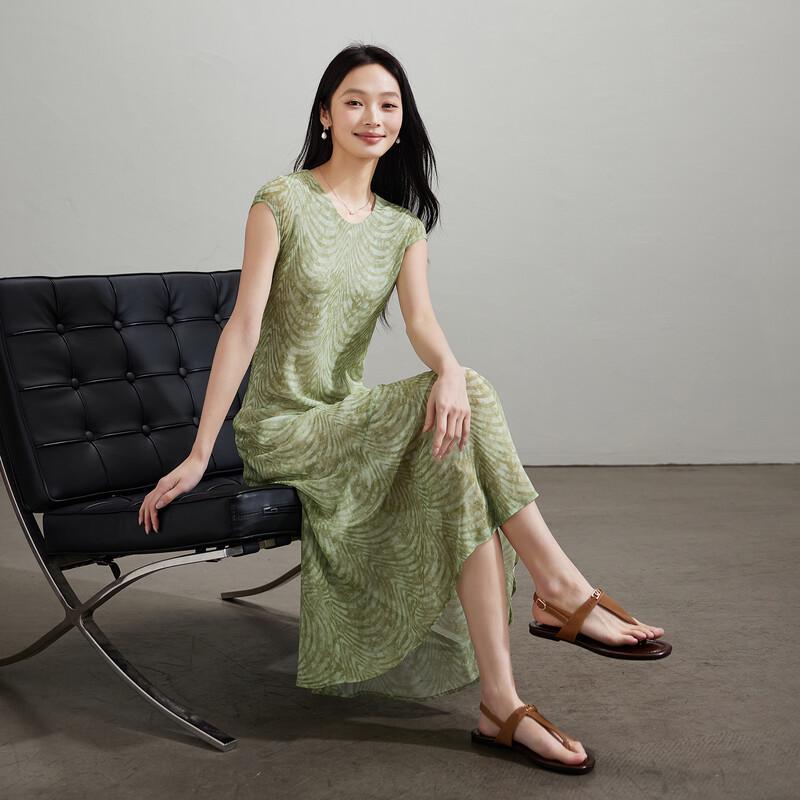 SOFSIL Women s V-Neck Sleeveless A-Line Chiffon Midi Dress L