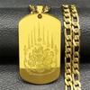 Thaise Boeddhistische Geschriften Lotus Tag Negenstaartige Vos Hanger Ketting voor Vrouwen Mannen Roestvrij Staal Goudkleur Boeddhisme Sieraden