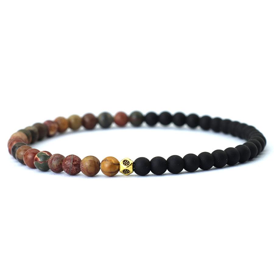 New 4mm Beads Mens Bracelet Bicolor YinYang Strand Braslet Festival Accessories Natural Picasso Tiger Eyes Stone Braclet Pulsera