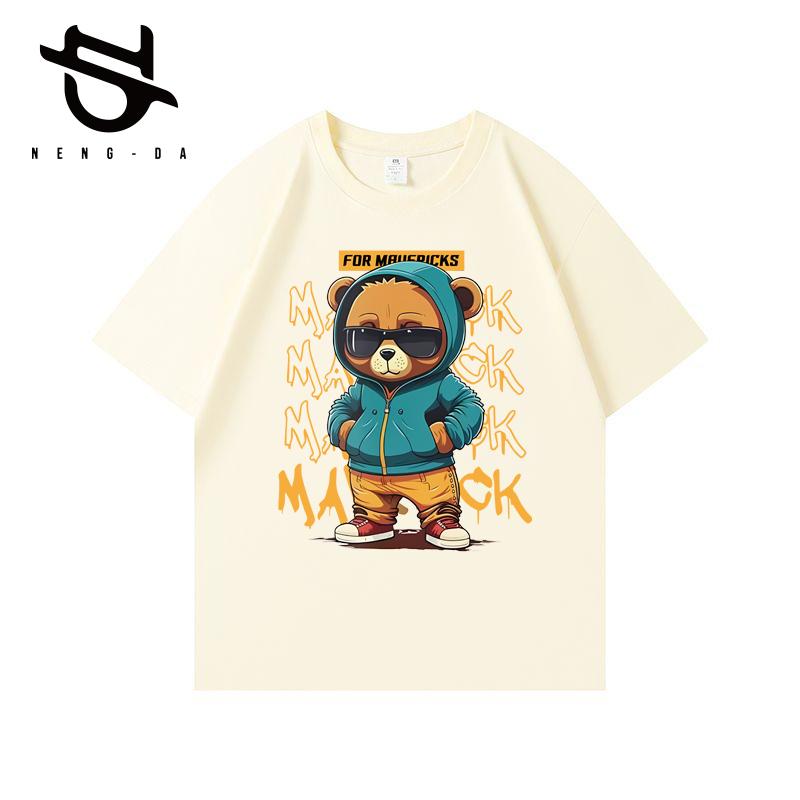 2026 Summer Boys Baby Cotton T-shirts Cool Cartoon Bear Graphic Tees Cute Children Clothes Daily Casual Black Sports Top