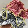 Retro Colorful Lattice Ruffles Hair Scrunchies Headbands for Womens Girls Sweet Romance Hair Rope Rubber Band Hair Accessories