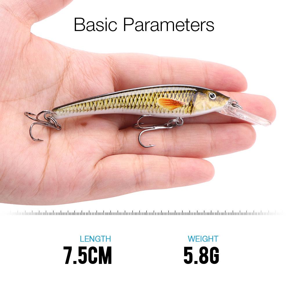 5pcs Floating Trout Lure Artificial Bait Kit 75mm 5g Black Minnow Crankbaits Fishing Lure Set Wobblers For Pike Fishing