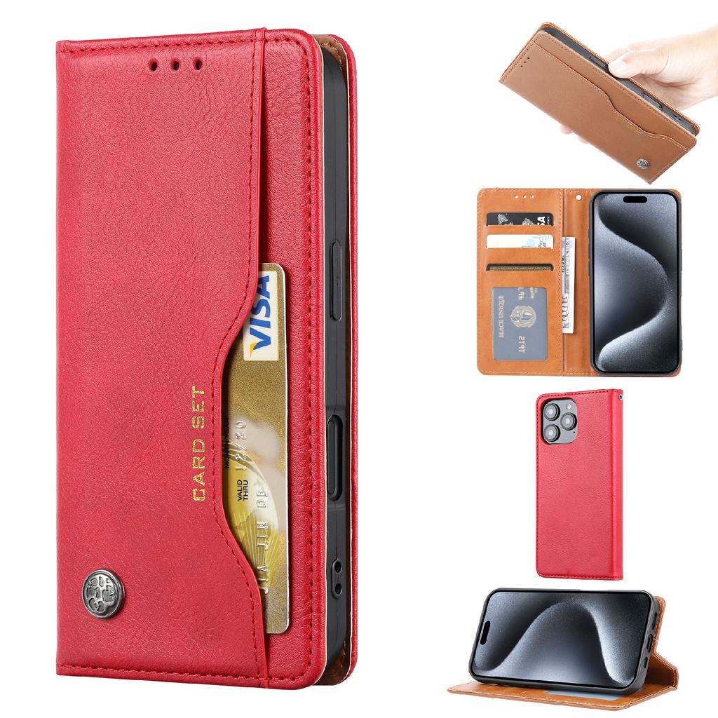 For iPhone 16 Pro Max Cell Phone Case Magnetic Closing PU Leather Stand Cover