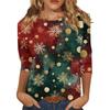 Women's Fashion Casual Christmas Printed Round Neck Long Sleeve Pullover Top