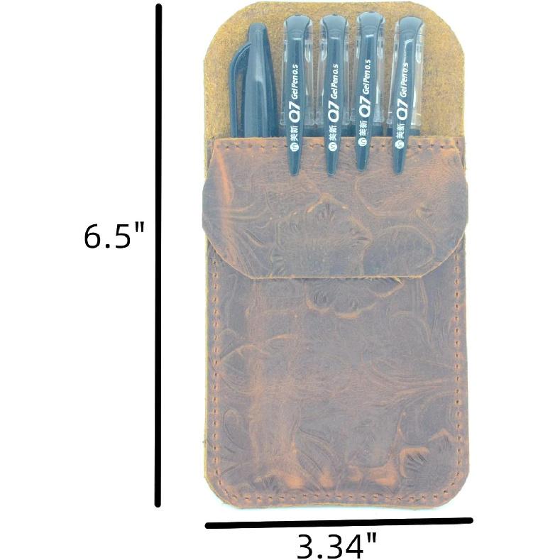 JJNUSA Leather EDC Pocket Slip, Army Sleeve & Pen Holder for Everyday Carry, Camping Accessories