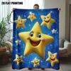 Star Face Pattern In the Night Sky Flannel Printed Blanket Suitable for All Seasons Suitable for Living Room Office Sofa Travel