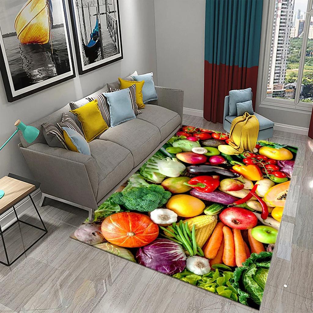 Vegetable Food Theme Carpet Doormat for Bedroom Kitchen Home Floor Decor Living Room Carpet Hallway Bathroom Anti-slip Area Rug