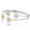 925 Sterling Silver Adjustable Size Daisy Flower Charm Bracelet &Bangle for Women Party Wedding Jewelry Pulseras Mujer