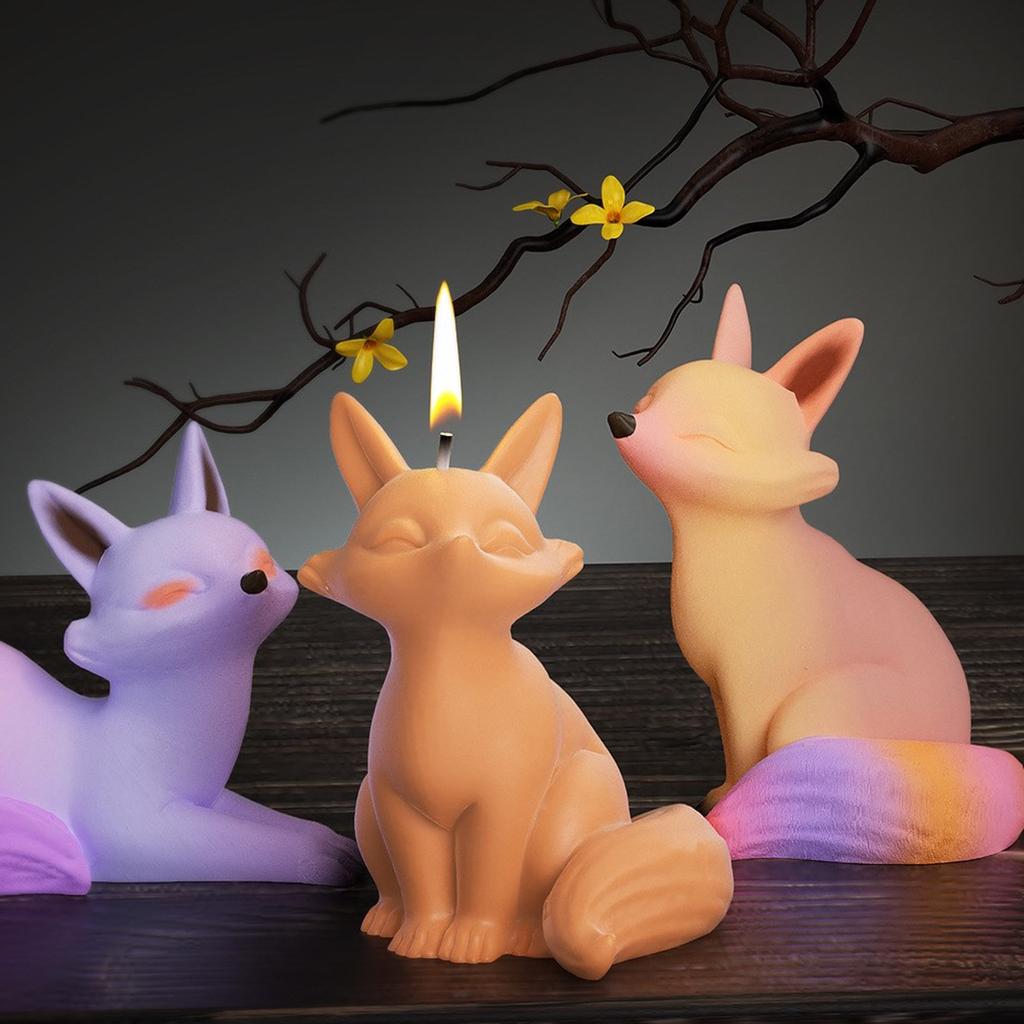 3D Foxes Candle Mold Animal Silicone Mold for Candle Making Craft Resin Molds Aromatherapy Candle Soap Mold Home Dec