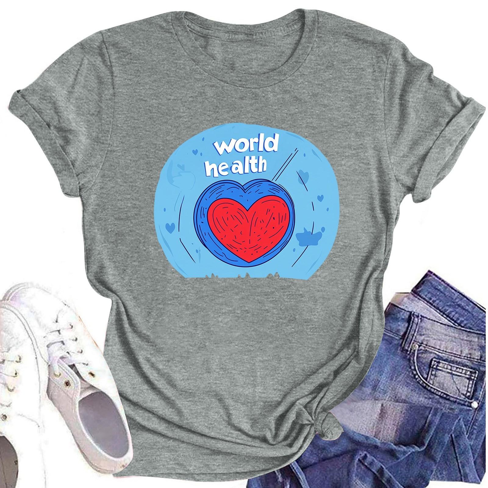 

Женская повседневная футболка с короткими рукавами и круглым вырезом с принтом и буквенным топом M