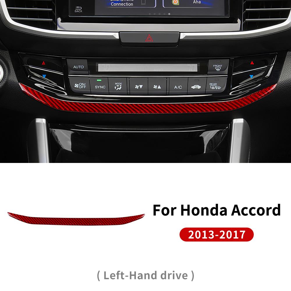 Real Soft Carbon Fiber Sticker For Honda Accord 2013 2014 2015 2016 2017 LHD Car AC Switch Frame Interior Trim Accessories