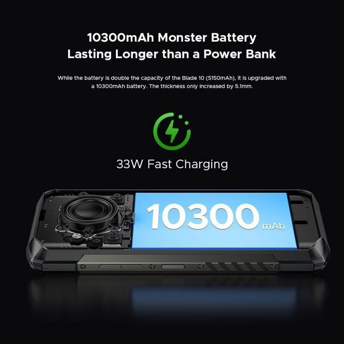 Telefon přenosný nerozbitný 5G DOOGEE Blade 20 Play 32GB+256GB 6,6" Chytrý telefon odolný 10300mAh Android 15 Dual SIM/NFC Stříbrný