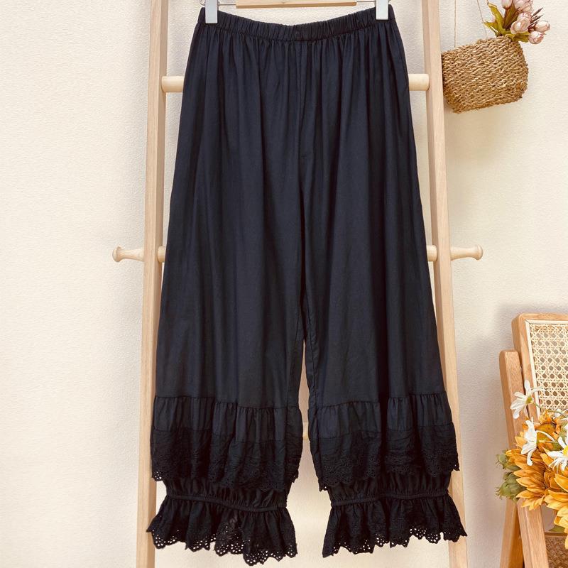Japanese Mori Girl Embroidered Lace Wide-Leg Pants - 2023 New Loose Casual Style