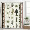 1pc Tropical Plant Cactus Shower Curtain, Bohemian style Bathroom Decorative Curtain, Printed Polyester Home Curtain with Hooks