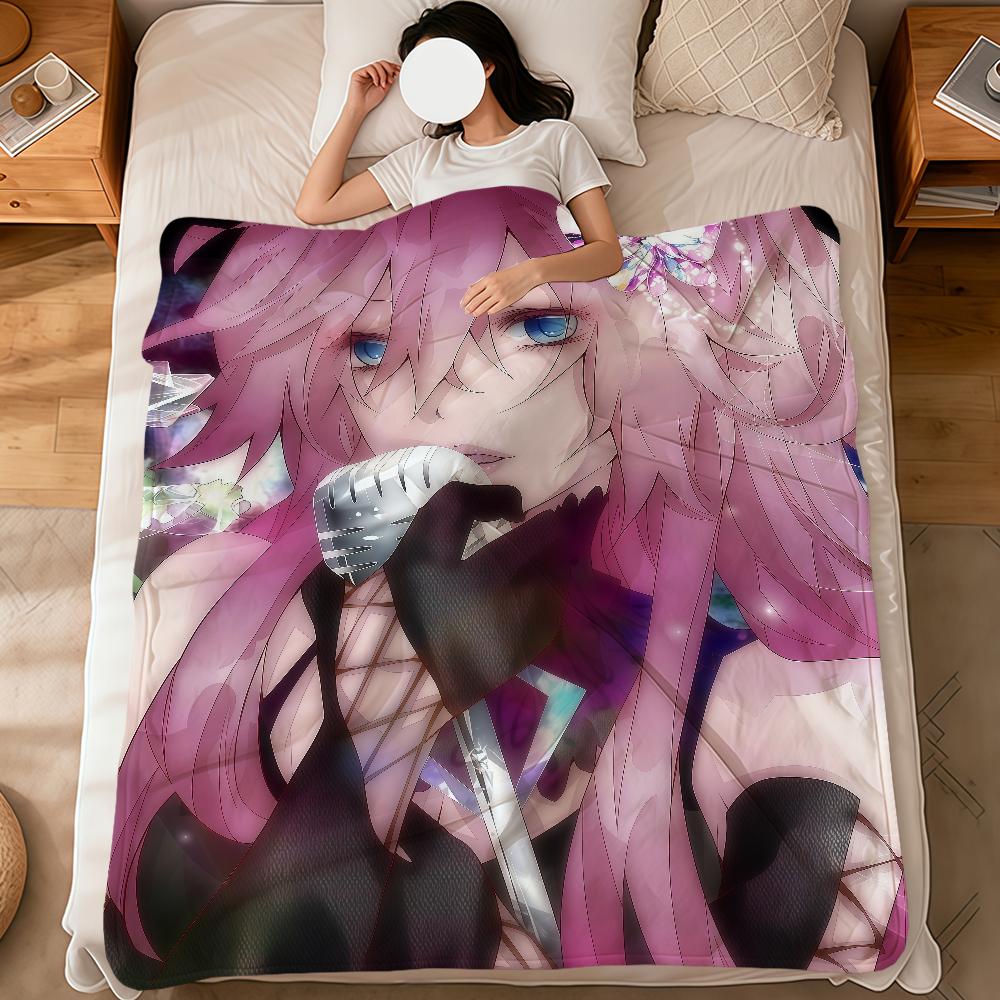Anime Girl Cute Virtual Singer m-Megurine L-Luka Soft Warm Plush Blanket Dormitory Sofa Living Room Hogar Bedroom Gift Nap Home