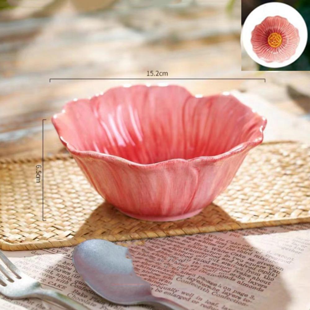American Style Dining Plates Light Luxury Decorative Bowl Ceramic Flower Plate  Western Food