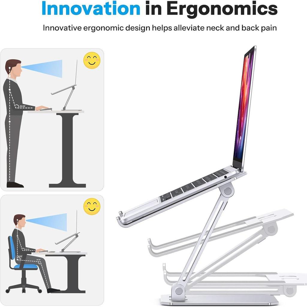 Portable Laptop and Projector Cooling Stand with Adjustable Riser
