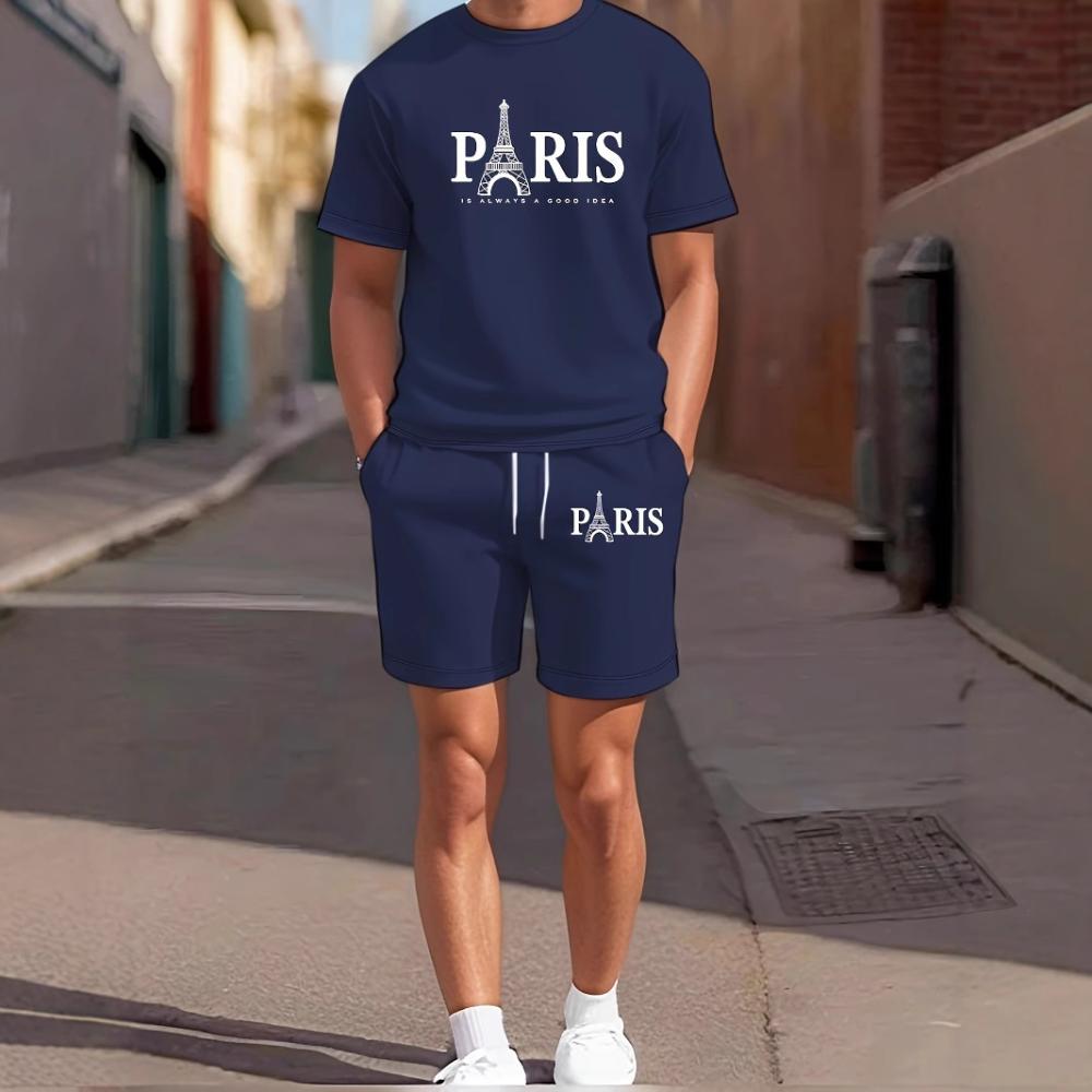 Men's Short-sleeved Shorts Casual Suit Fashionable Simple Sports Suit Comfortable Breathable Unisex Sports Clothing
