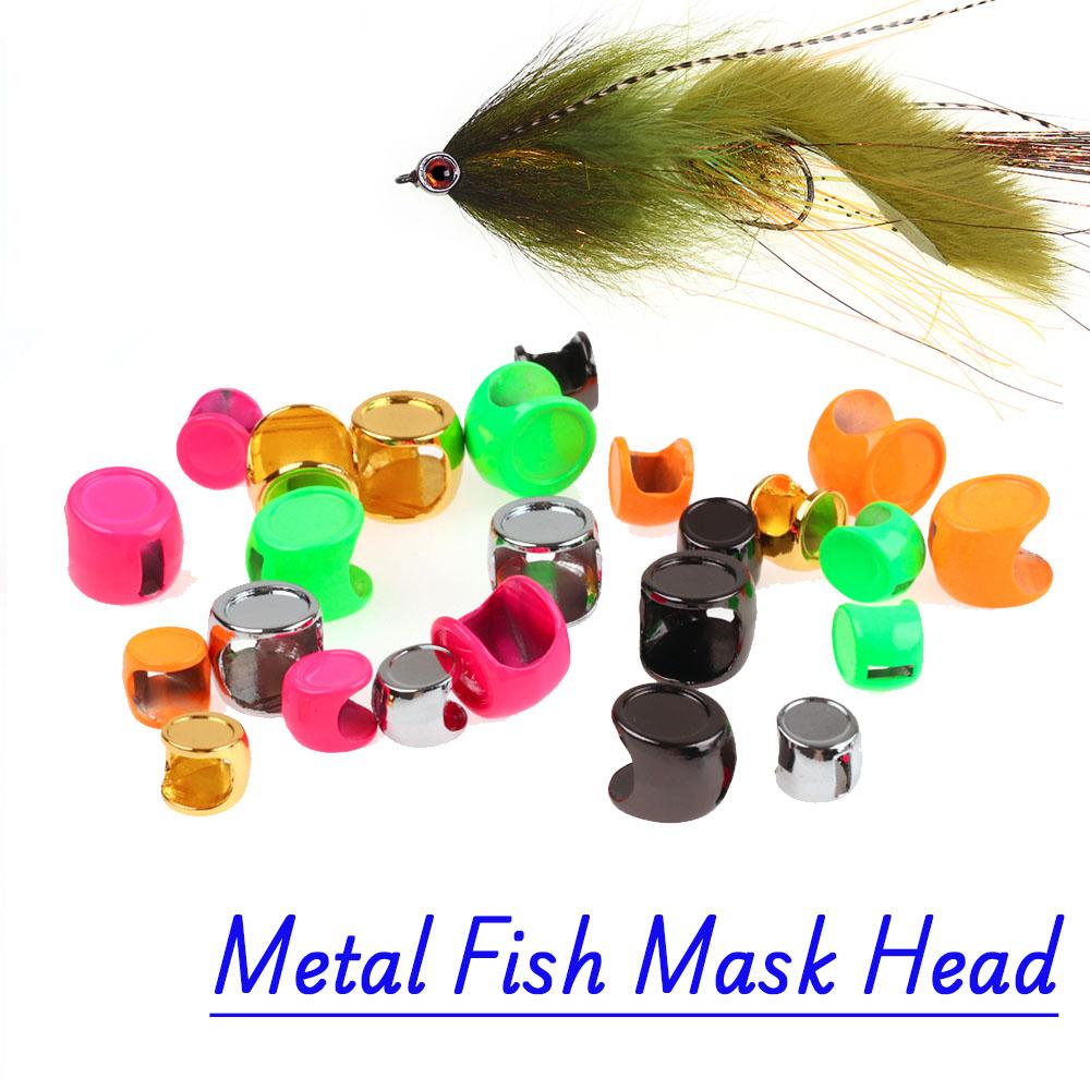 

10PCS Colored Metal Weighted Mask Head Fly Fishing Tying Material for Zonker Streamer Baitfish Musike Bass Trout Sea Fishing
