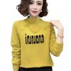 Mode Skinny Rollkragen Fleece Unterteil Shirt Herbst und Winter Neu Buchstaben Design Pullover Damen Elegant Temperament Top
