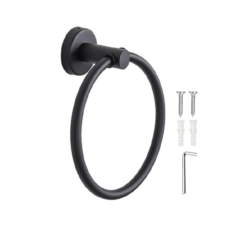 Bathroom Wall Towel Hoop with Round Metal Frame and Hardware Kit for Hand Towel Reach in Guest Washroom Wall Use