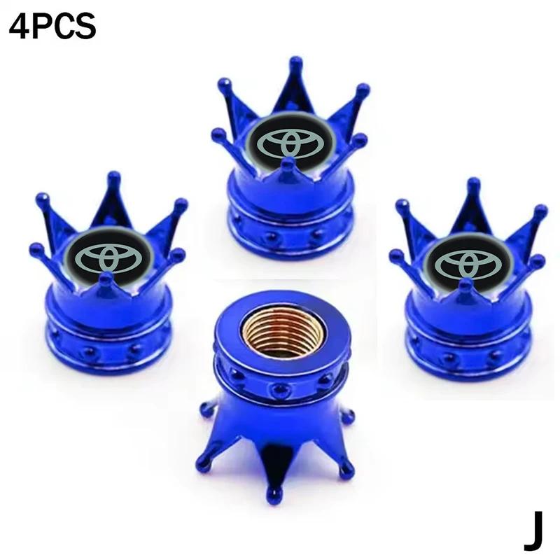 BBF1 4PCS Crown Style Tire Valve Stem Caps, Air Caps Cover, Aluminum Alloy Dustproof And Waterproof Valve Caps Cover For All Toyota